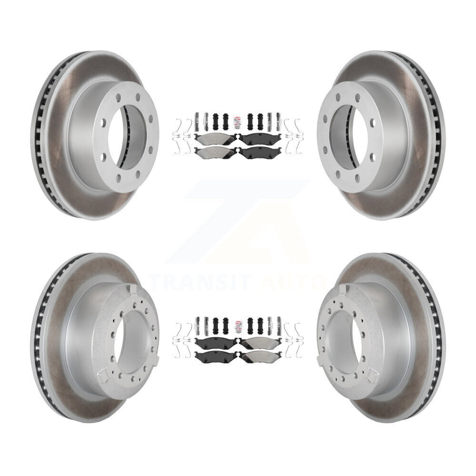 Front Rear Semi-Metallic Pads And Coated Disc Brake Rotors Kit For Ford F-450 Super Duty KGA-105748