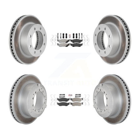 Front Rear Semi-Metallic Pads And Coated Disc Brake Rotors Kit For Ford F-450 Super Duty KGA-105750