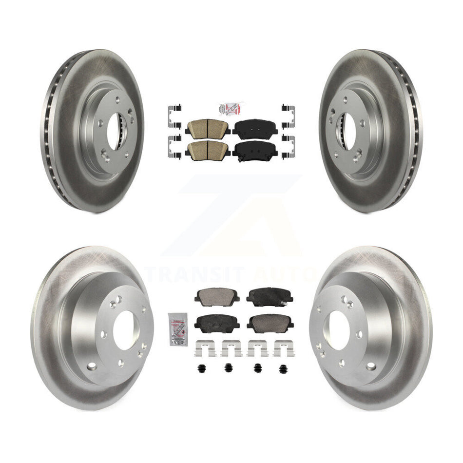 Front Rear Ceramic Pads And Coated Disc Brake Rotors Kit For Hyundai Santa Fe Kia Sorento KGA-105752
