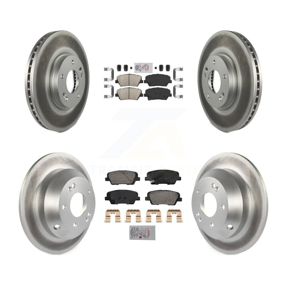 Front Rear Ceramic Pads And Coated Disc Brake Rotors Kit For Hyundai Santa Fe Kia Sorento KGA-105755