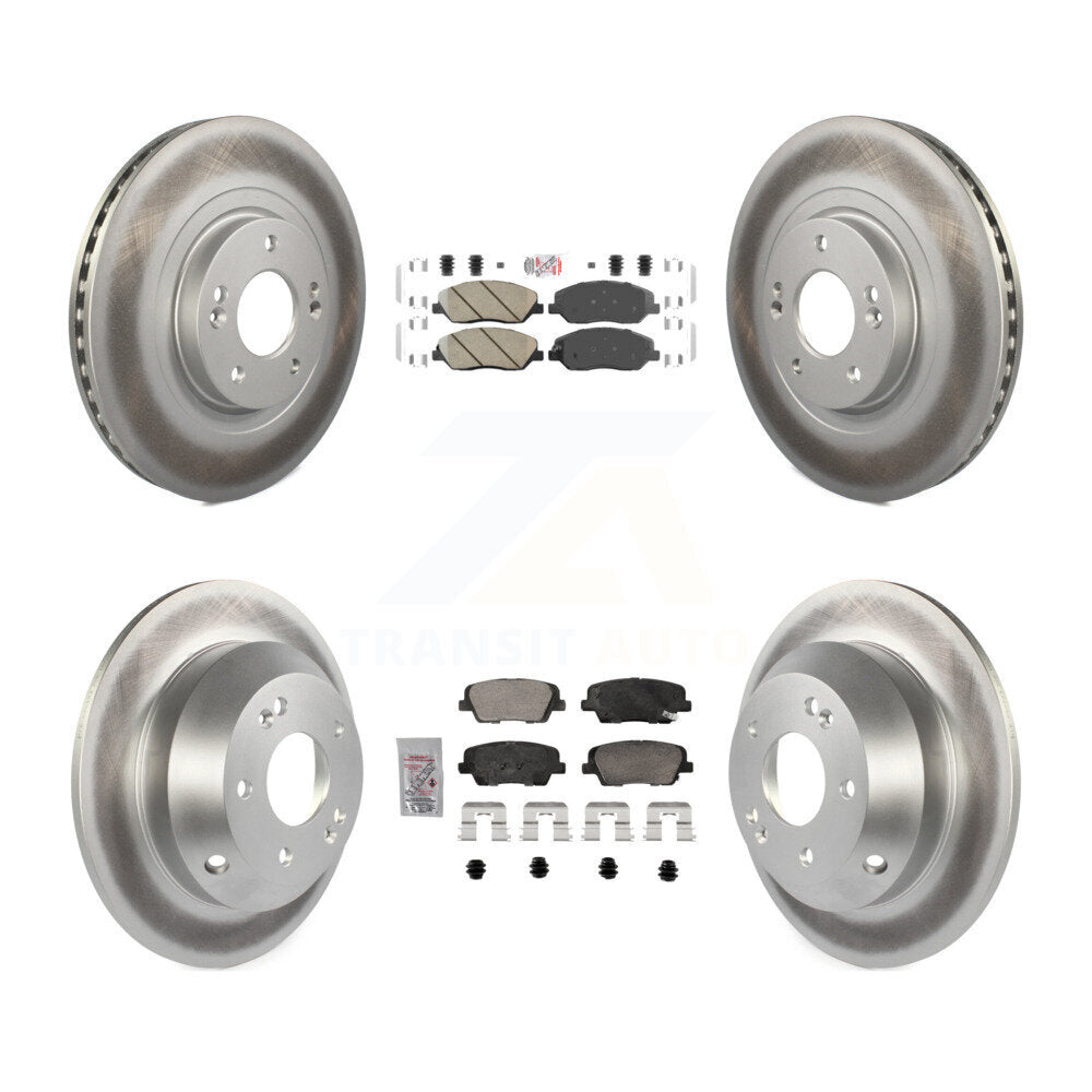 Front Rear Ceramic Pad Coated Disc Brake Rotor Kit For 2013-2016 Hyundai Santa Fe XL 3.3L KGA-105756