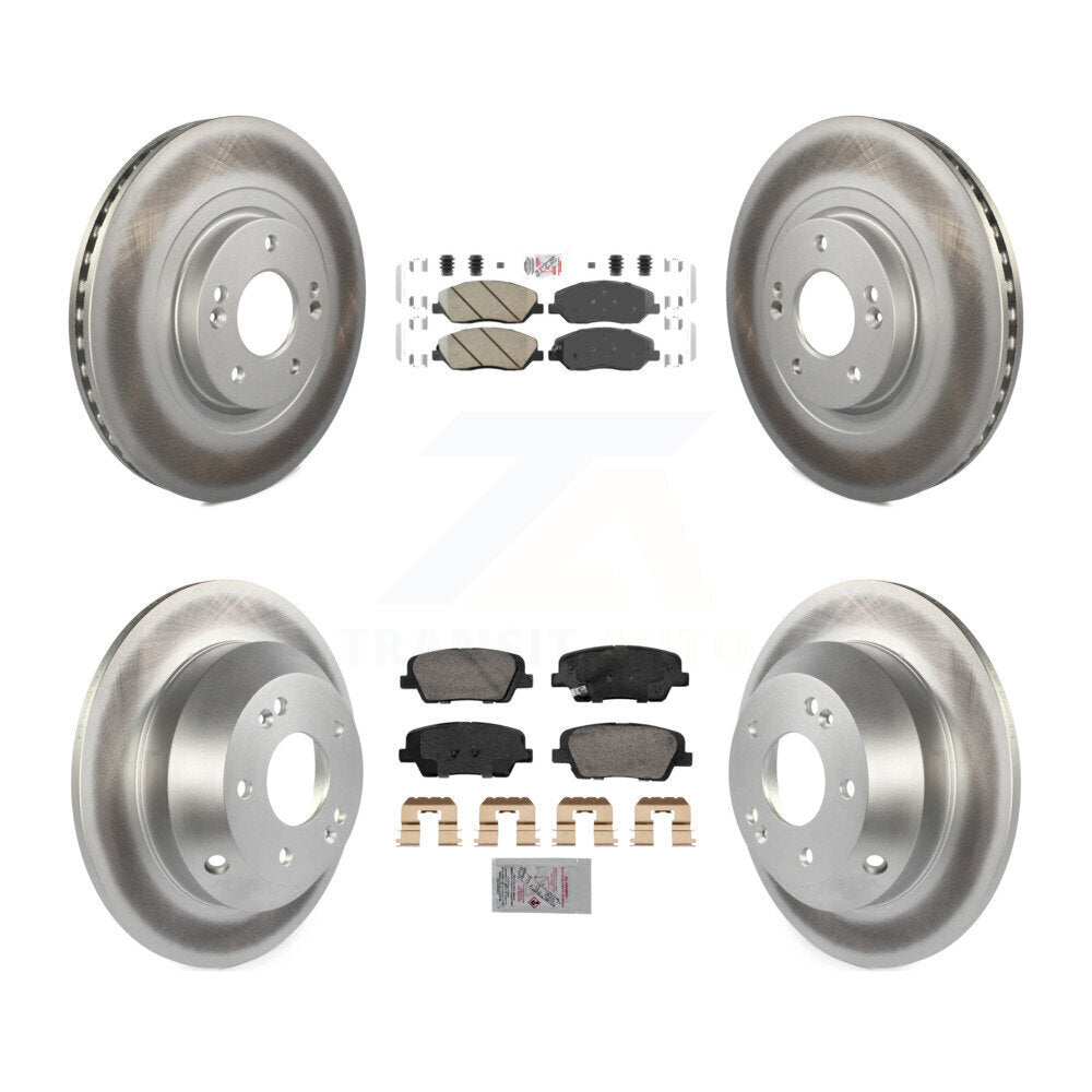 Front Rear Ceramic Pad Coated Disc Brake Rotor Kit For 2013-2016 Hyundai Santa Fe XL 3.3L KGA-105758