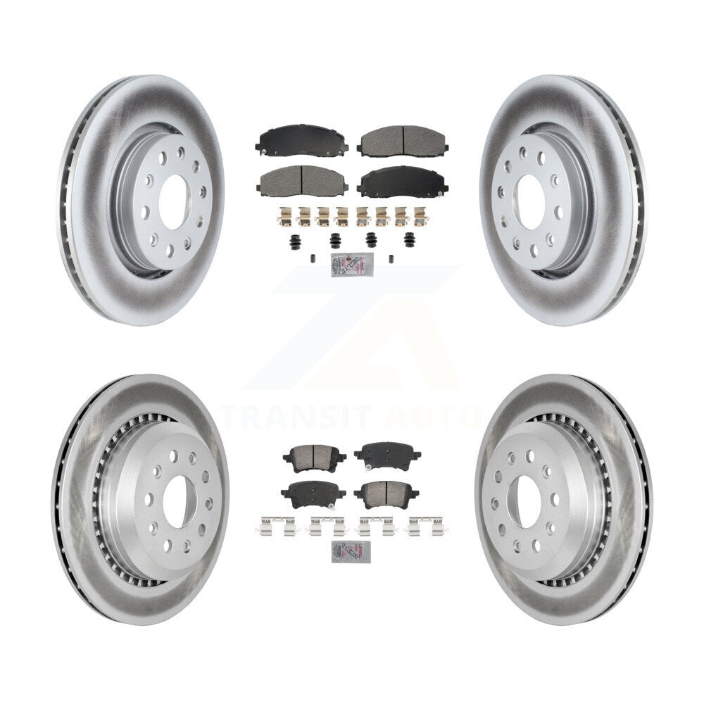 Front Semi-Metallic Rear Ceramic Pad Coated Brake Rotors Kit For 2020-2023 Jeep Gladiator KGA-105788