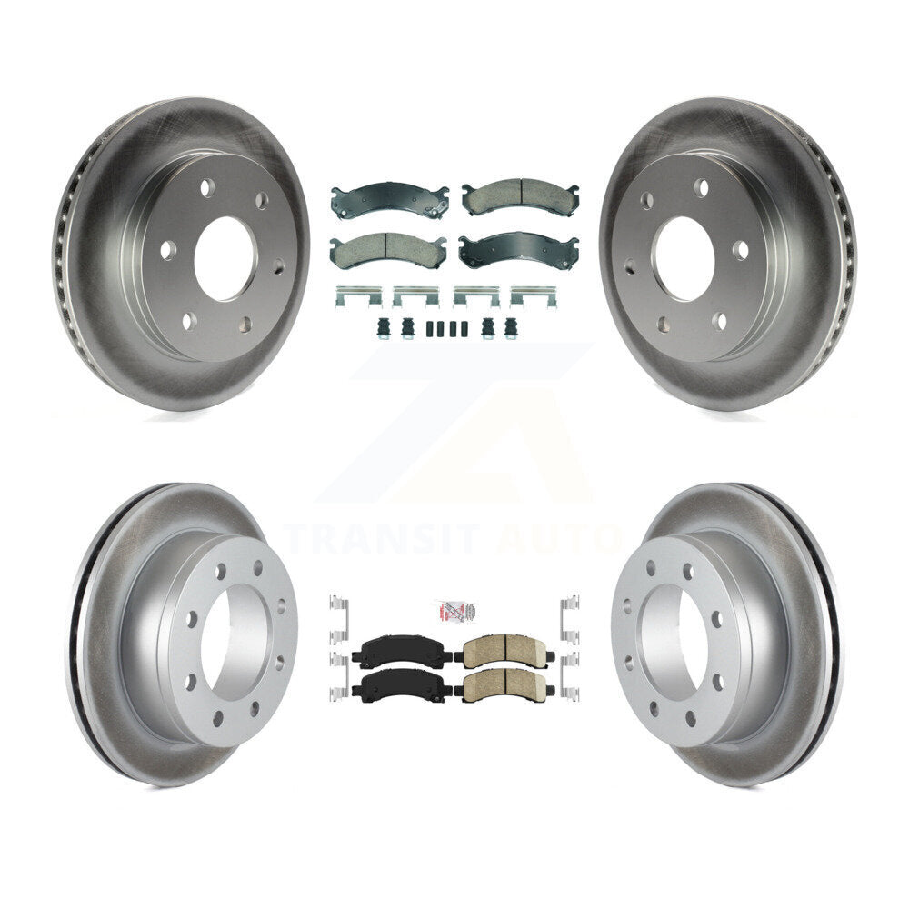 Front Rear Ceramic Pad & Coated Brake Rotor Kit For 2006 GMC Savana 2500 With 7300 Lb GVW KGA-105803