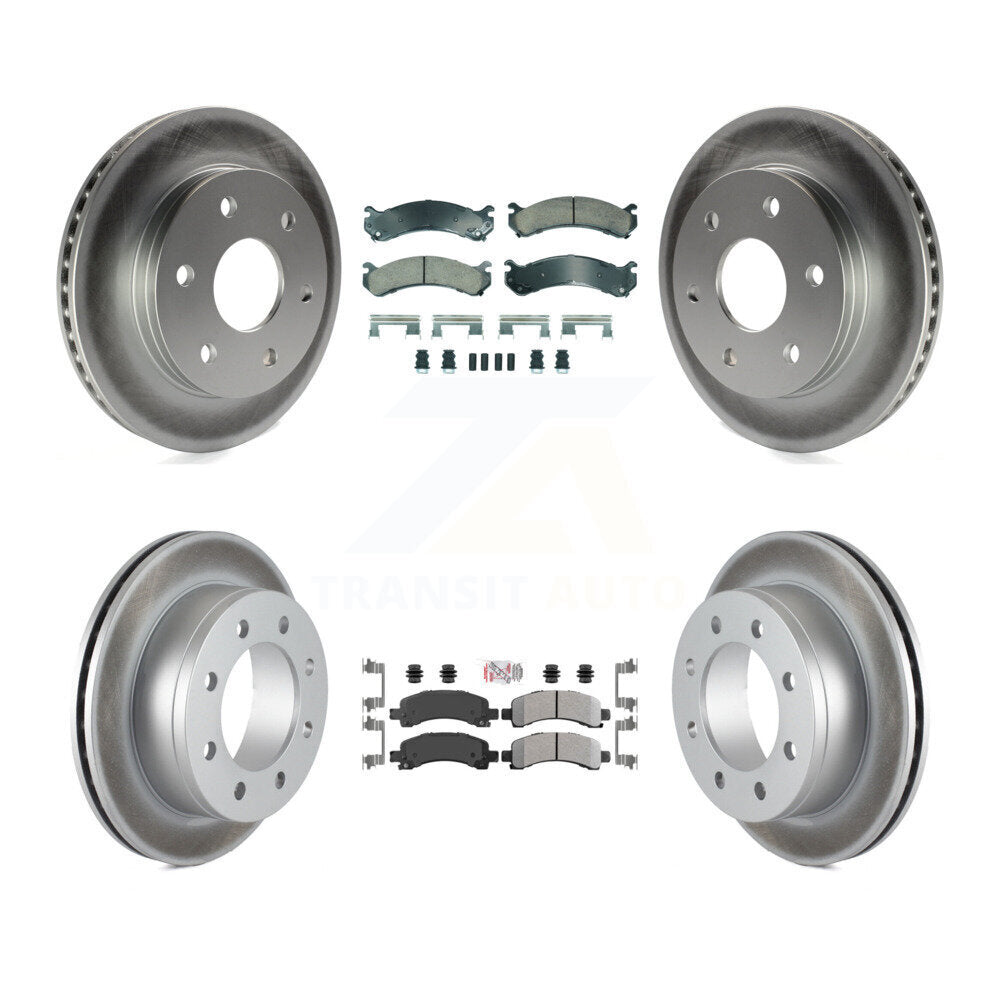 Front Ceramic Rear Semi-Metallic Pad And Coated Disc Brake Rotors Kit For GMC Savana 2500 KGA-105805