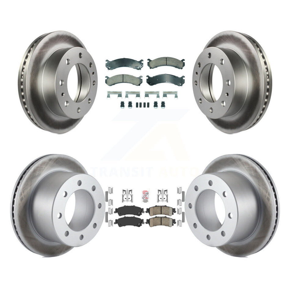 Front Rear Ceramic Pads And Coated Disc Brake Rotors Kit For 2001 GMC Sierra 3500 KGA-105809