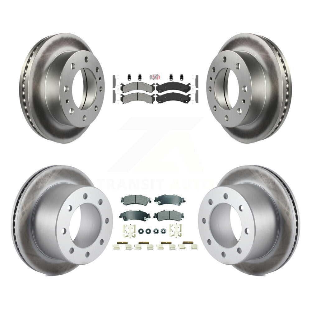 Front Rear Semi-Metallic Pads And Coated Disc Brake Rotors Kit For 2001 GMC Sierra 3500 KGA-105810
