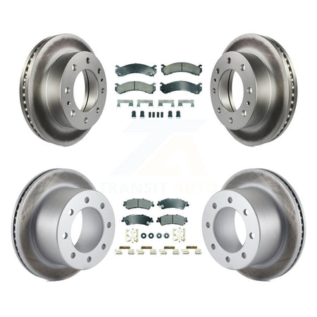 Front Ceramic Rear Semi-Metallic Pad Coated Disc Brake Rotor Kit For 2001 GMC Sierra 3500 KGA-105812