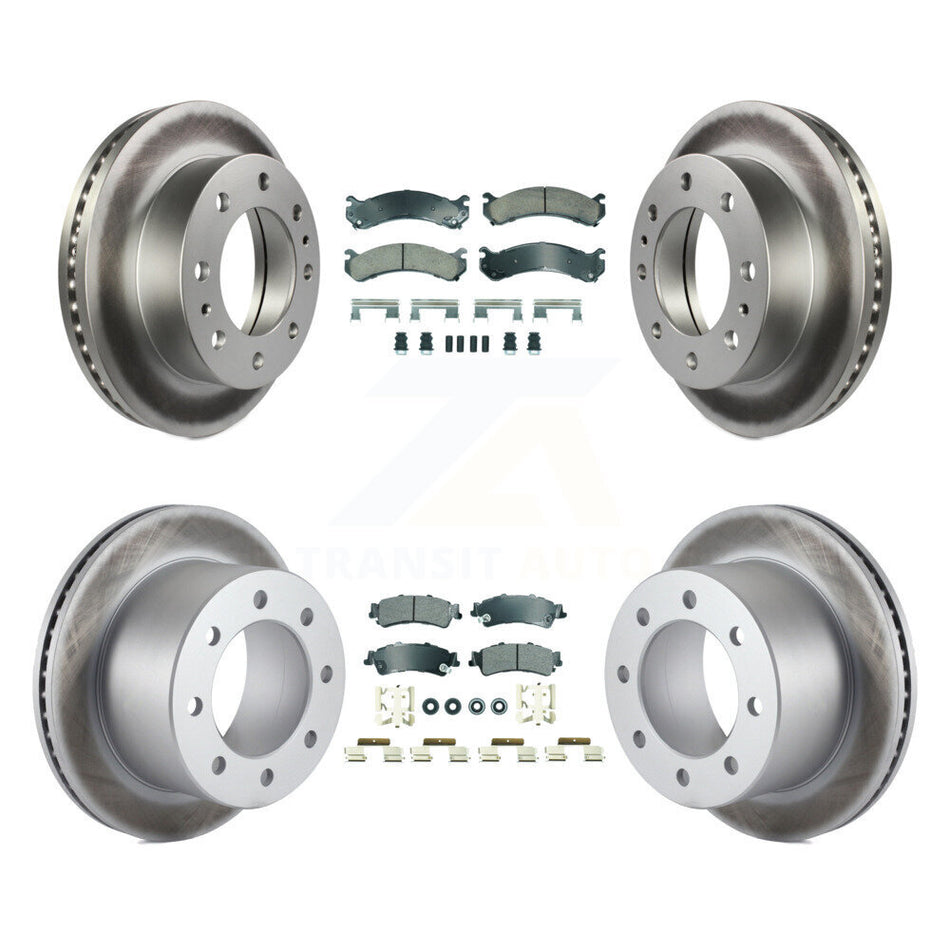 Front Ceramic Rear Semi-Metallic Pad Coated Disc Brake Rotor Kit For 2001 GMC Sierra 3500 KGA-105812