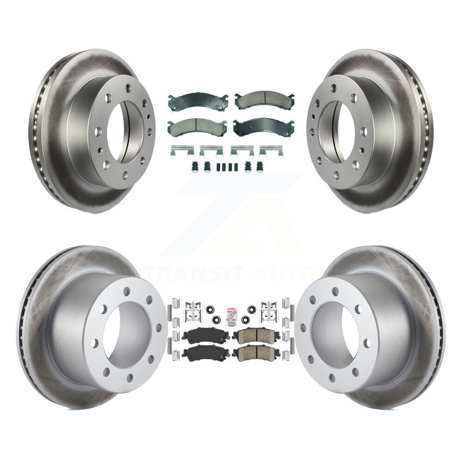 Front Rear Ceramic Pads And Coated Disc Brake Rotors Kit For 2001 GMC Sierra 3500 KGA-105813