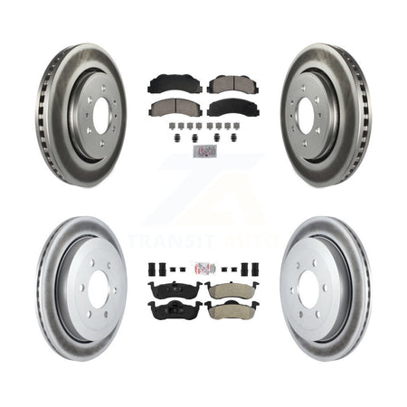 Front Ceramic Rear Semi-Metallic Pad & Coated Brake Rotor Kit For Ford Expedition Lincoln KGA-105814