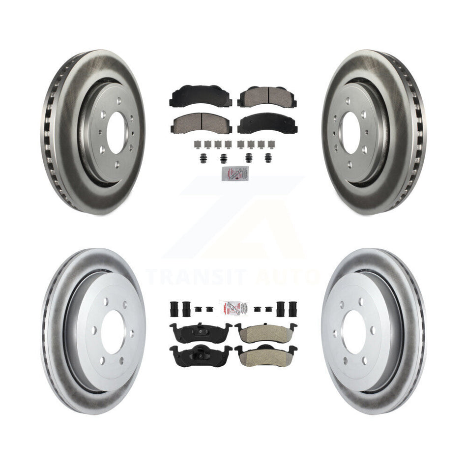 Front Ceramic Rear Semi-Metallic Pad & Coated Brake Rotor Kit For Ford Expedition Lincoln KGA-105814
