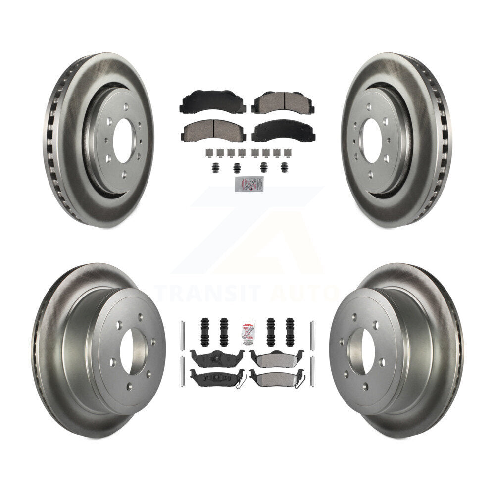 Front Ceramic Rear Semi-Metallic Pads And Coated Disc Brake Rotors Kit For Ford F-150 KGA-105825