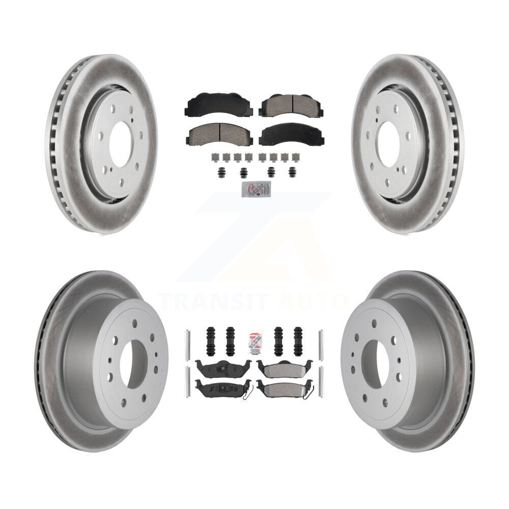 Front Ceramic Rear Semi-Metallic Pads And Coated Disc Brake Rotors Kit For Ford F-150 KGA-105826