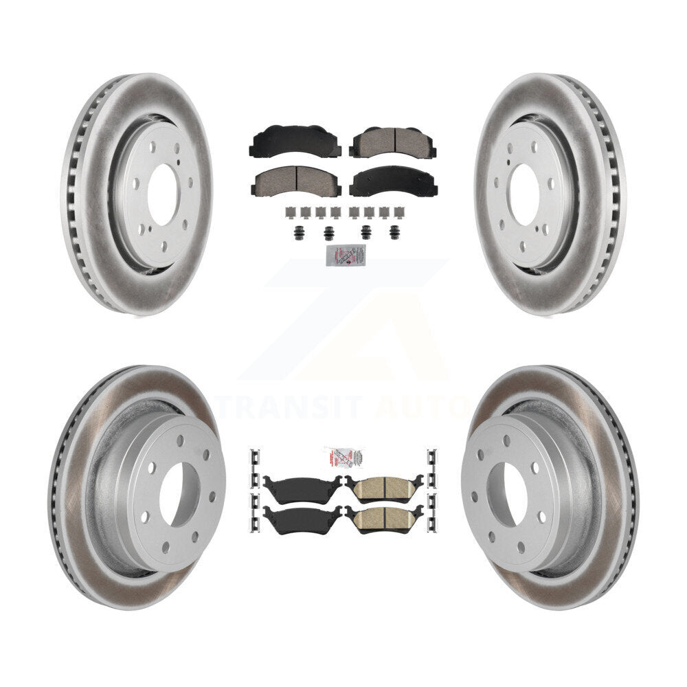 Front Rear Ceramic Pad Coated Brake Rotors Kit For 2012-2014 Ford F-150 With 7 Lug Wheels KGA-105837
