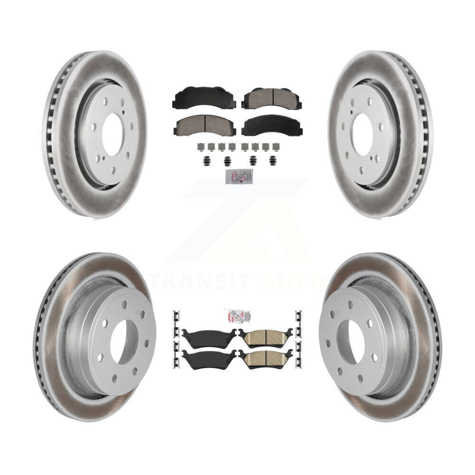 Front Rear Ceramic Pad Coated Brake Rotors Kit For 2012-2014 Ford F-150 With 7 Lug Wheels KGA-105837