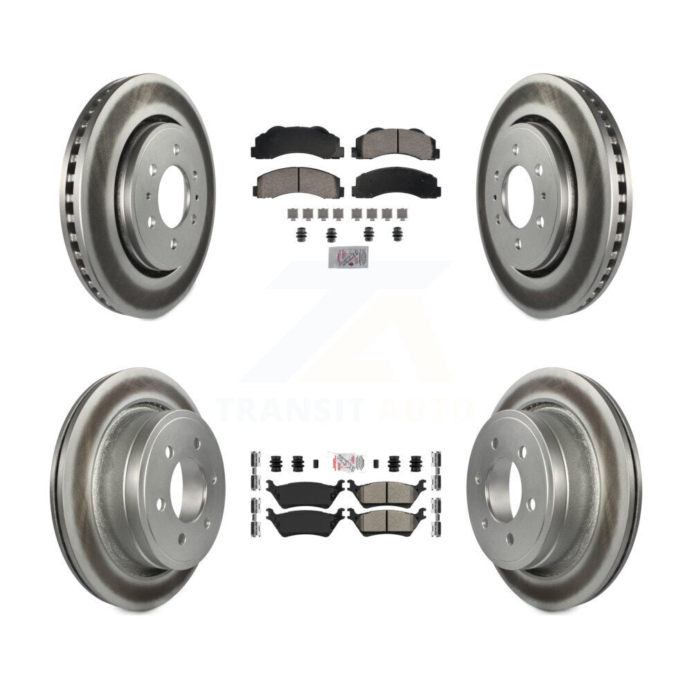 Front Ceramic Rear Semi-Metallic Pads And Coated Disc Brake Rotors Kit For Ford F-150 KGA-105840