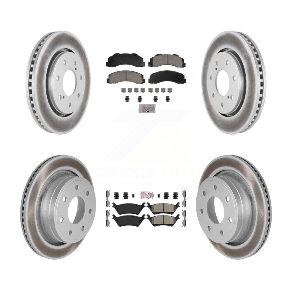 Front Ceramic Rear Semi-Metallic Pads And Coated Disc Brake Rotors Kit For Ford F-150 KGA-105841