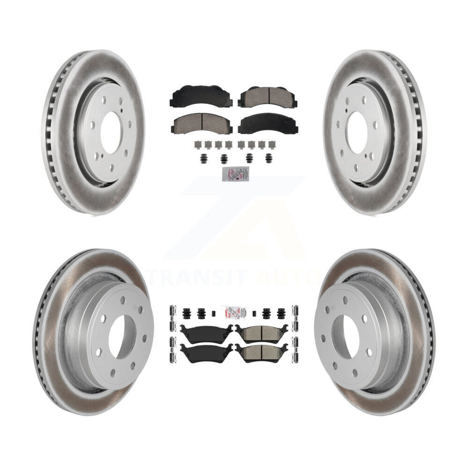 Front Ceramic Rear Semi-Metallic Pads And Coated Disc Brake Rotors Kit For Ford F-150 KGA-105841