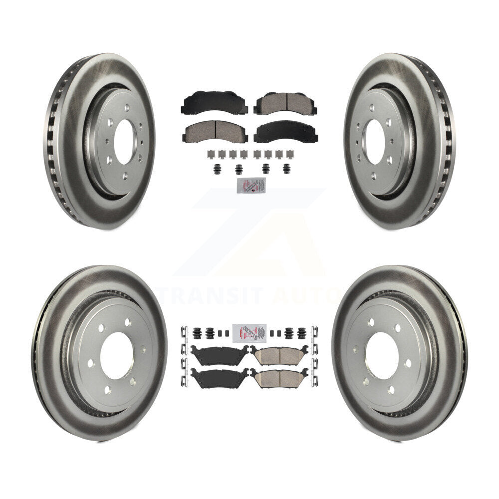 Front Rear Ceramic Pad Coated Brake Rotors Kit For Ford F-150 With Electric Parking KGA-105842