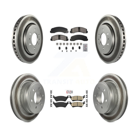 Front Rear Ceramic Pad Coat Disc Brake Rotor Kit For Ford F-150 With Manual Parking KGA-105844