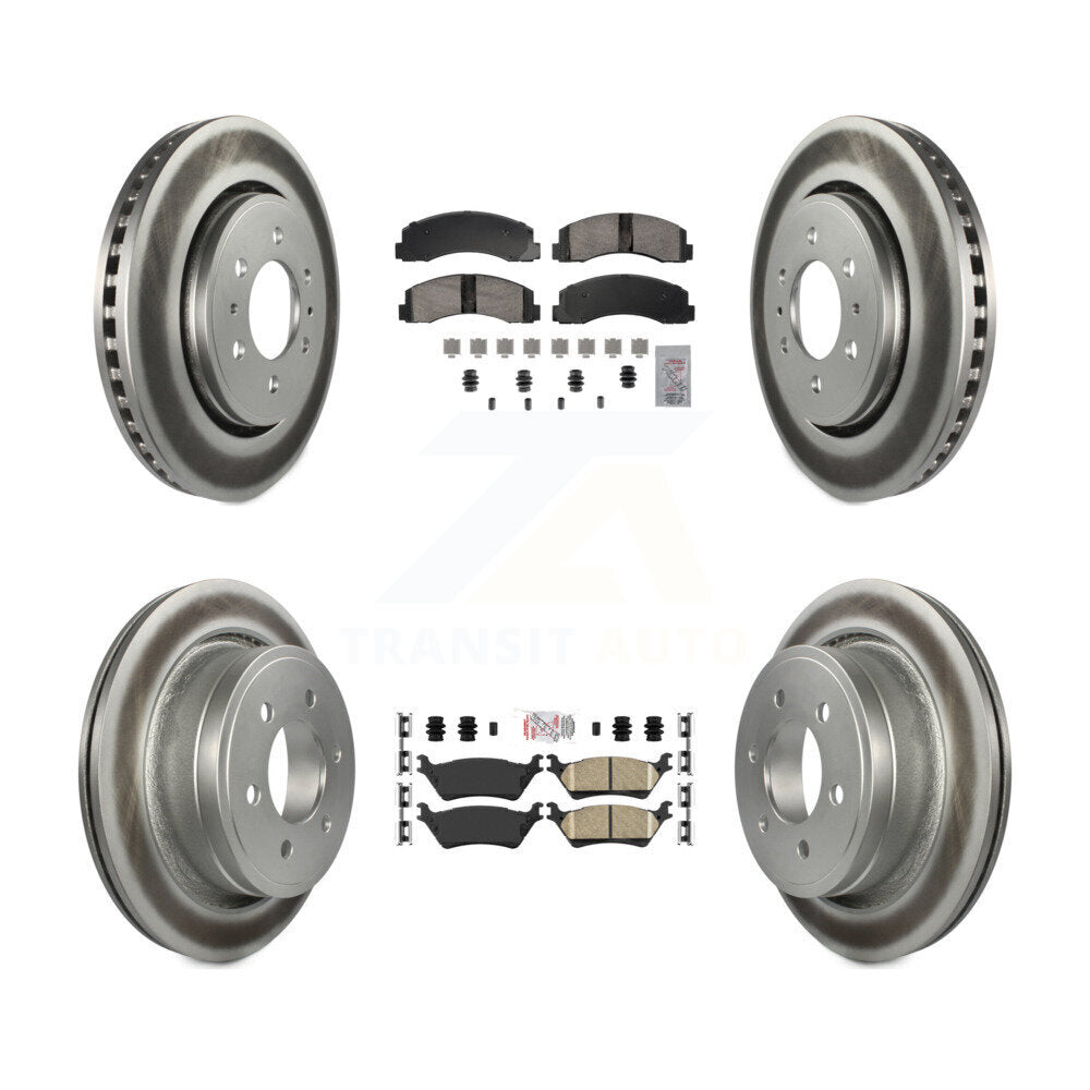 Front Rear Ceramic Pad Coat Disc Brake Rotor Kit For Ford F-150 With Manual Parking KGA-105849