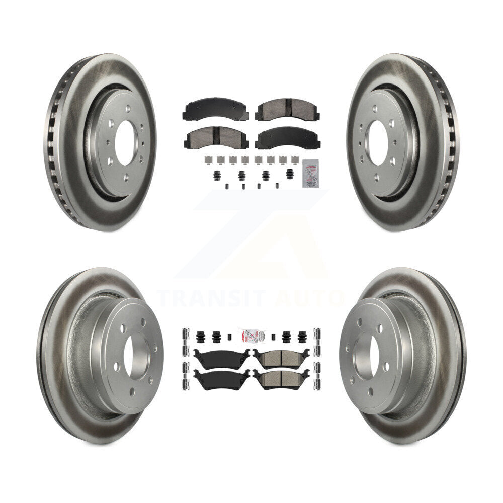 Front Ceramic Rear Semi-Metallic Pads And Coated Disc Brake Rotors Kit For Ford F-150 KGA-105850