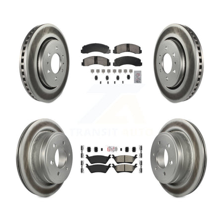 Front Ceramic Rear Semi-Metallic Pads And Coated Disc Brake Rotors Kit For Ford F-150 KGA-105850
