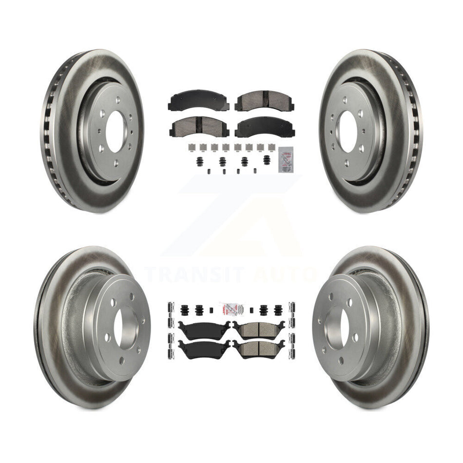 Front Ceramic Rear Semi-Metallic Pads And Coated Disc Brake Rotors Kit For Ford F-150 KGA-105850