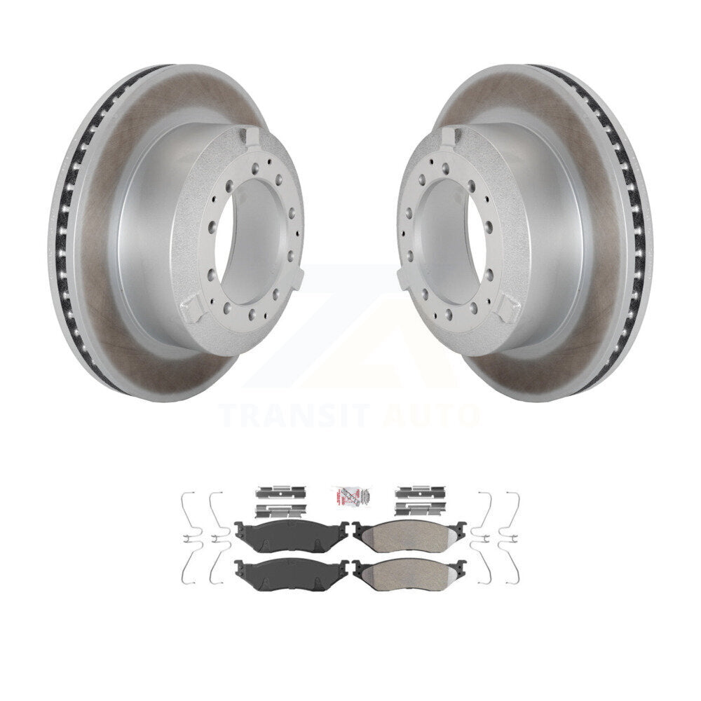 Rear Coat Brake Rotor Semi-Metallic Pad Kit For Ford F-450 Super Duty F-550 International KGA-105877
