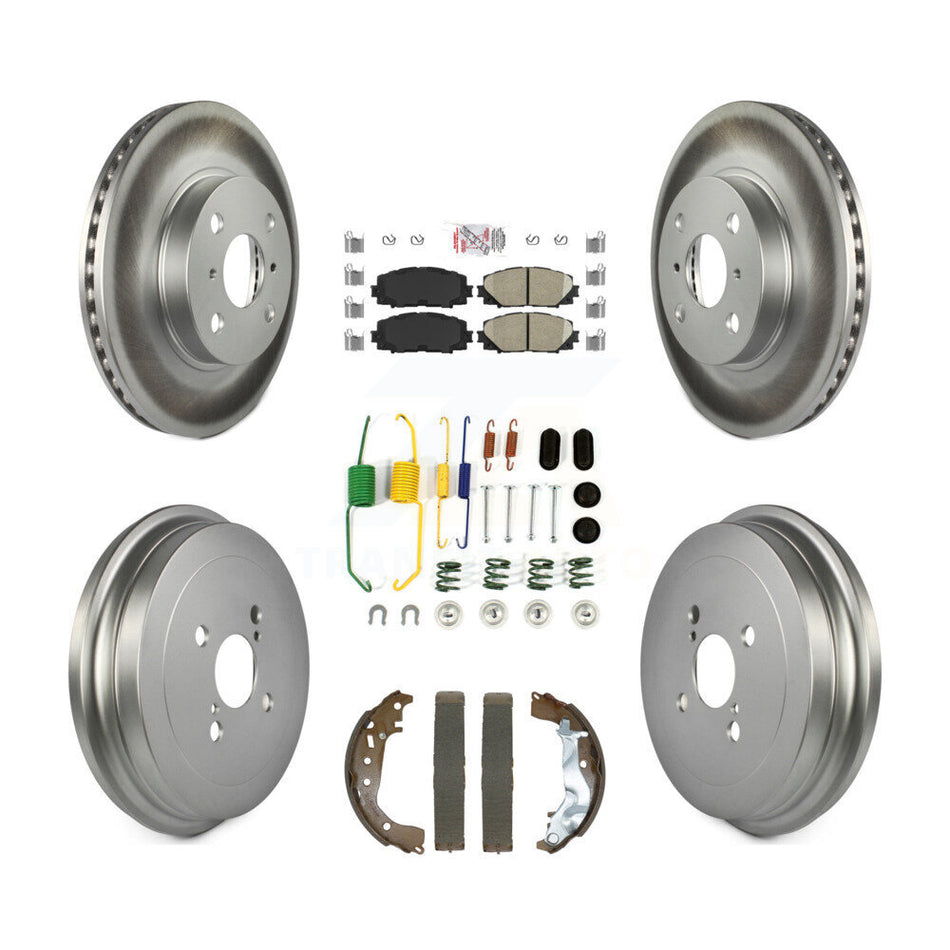 Front Rear Disc Brake Rotors Ceramic Pads And Coated Drum Kit (7Pc) For Toyota Yaris KGA-105910