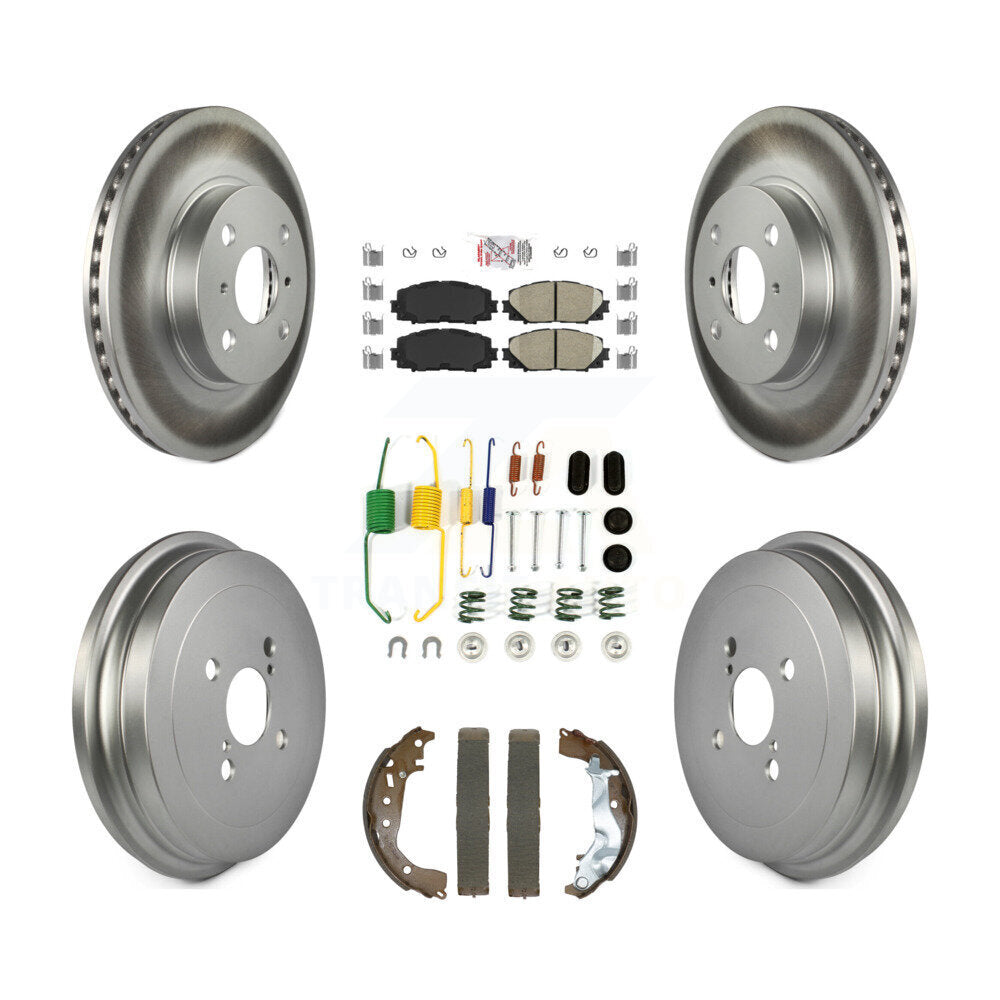 Front Rear Disc Brake Rotors Ceramic Pads And Coated Drum Kit (7Pc) For Toyota Yaris KGA-105911