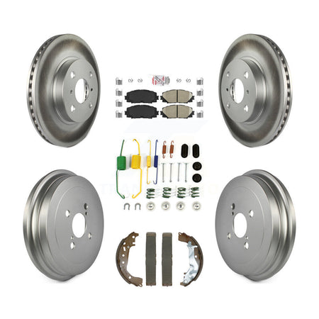 Front Rear Disc Brake Rotors Ceramic Pads And Coated Drum Kit (7Pc) For Toyota Yaris KGA-105911