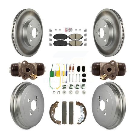 Front Rear Disc Brake Rotors Ceramic Pads And Coated Drum Kit (9Pc) For Toyota Yaris KGA-105916