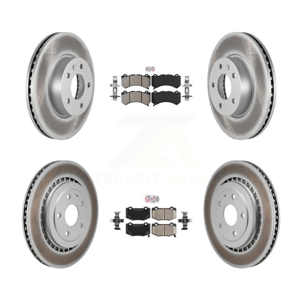 Front Semi-Metallic Rear Ceramic Pad Coated Disc Brake Rotors Kit For 2017 Cadillac ATS V KGA-105966
