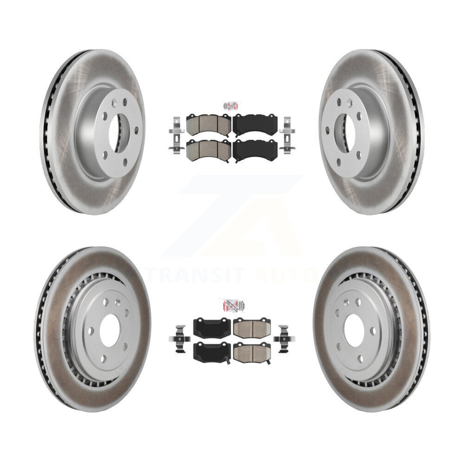 Front Semi-Metallic Rear Ceramic Pad Coated Disc Brake Rotors Kit For 2017 Cadillac ATS V KGA-105966