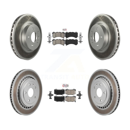 Front Semi-Metallic Rear Ceramic Pads And Coated Disc Brake Rotors Kit For Cadillac ATS V KGA-105967