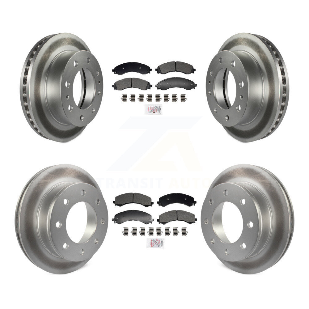 Front Rear Semi-Metallic Pad Coated Brake Rotor Kit For GMC Savana 2500 Chevrolet Express KGA-105986