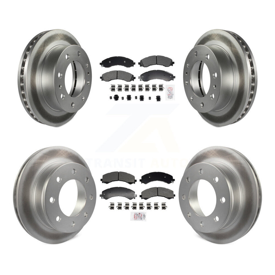 Front Rear Semi-Metallic Pad Coated Brake Rotor Kit For GMC Savana 2500 Chevrolet Express KGA-105987