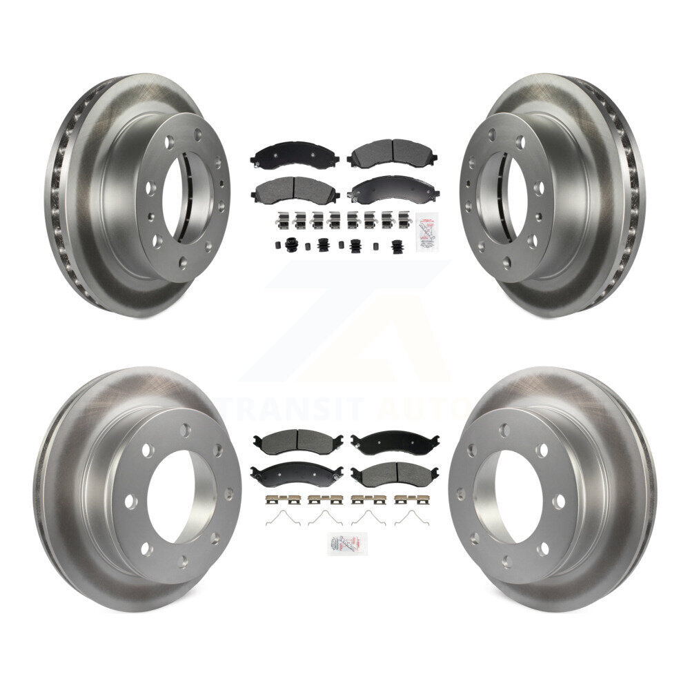 Front Rear Semi-Metallic Pad Coated Brake Rotor Kit For GMC Savana 2500 Chevrolet Express KGA-105989
