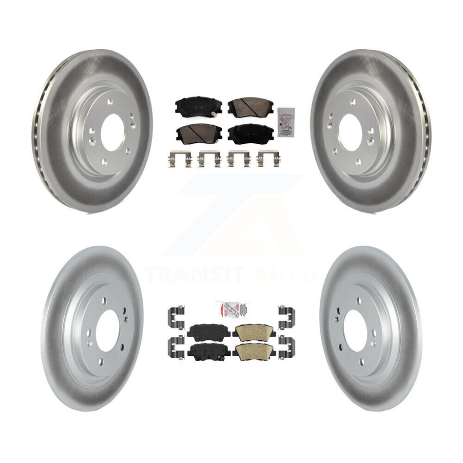 Front Rear Ceramic Pads And Coated Disc Brake Rotors Kit For 2020-2023 Kia Soul EV KGA-106001