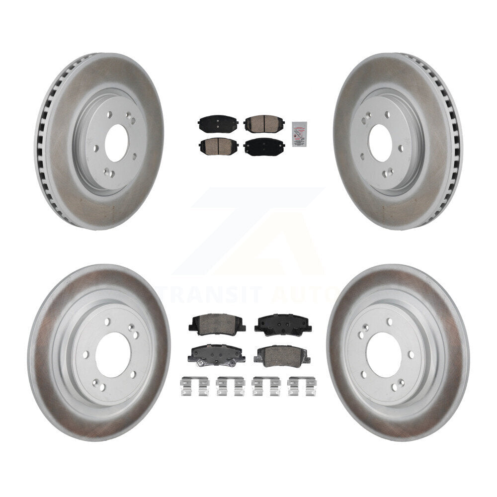 Front Rear Ceramic Pads And Coated Disc Brake Rotors Kit For Hyundai Tucson Kia Sportage KGA-106065