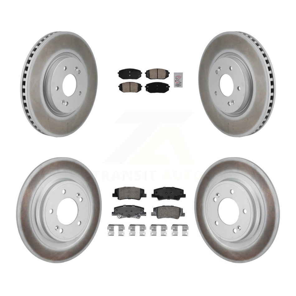 Front Rear Ceramic Pads And Coated Disc Brake Rotors Kit For Hyundai Tucson Kia Sportage KGA-106065