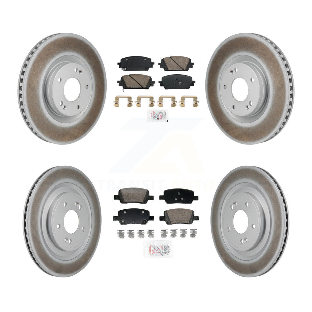 Front Rear Ceramic Pads And Coated Disc Brake Rotors Kit For Hyundai Santa Fe Kia Sorento KGA-106067