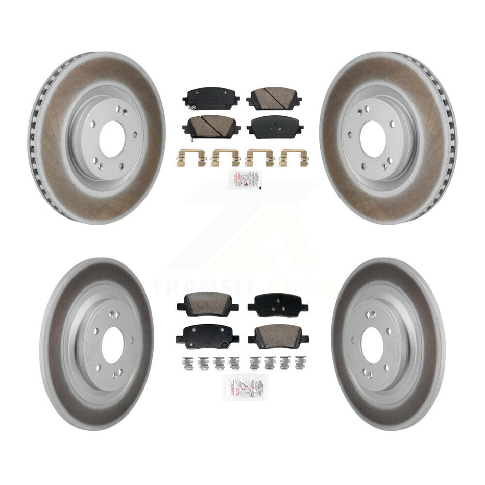 Front Rear Ceramic Pads And Coated Disc Brake Rotors Kit For 2022-2023 Hyundai Santa Cruz KGA-106070
