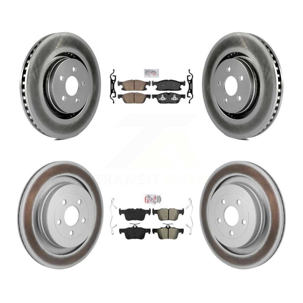 Front Ceramic Rear Semi-Metallic Pad And Coated Disc Brake Rotor Kit For Lincoln Nautilus KGA-106104