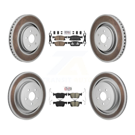 Front Ceramic Rear Semi-Metallic Pad Coat Brake Rotor Kit For 2019 Ford Edge ST with 2.7L KGA-106105