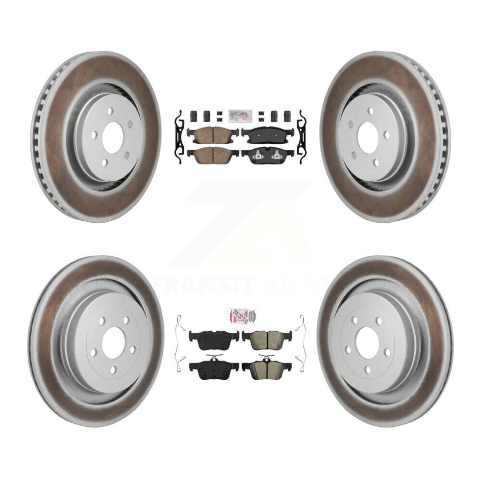 Front Ceramic Rear Semi-Metallic Pad Coat Brake Rotor Kit For 2019 Ford Edge ST with 2.7L KGA-106105