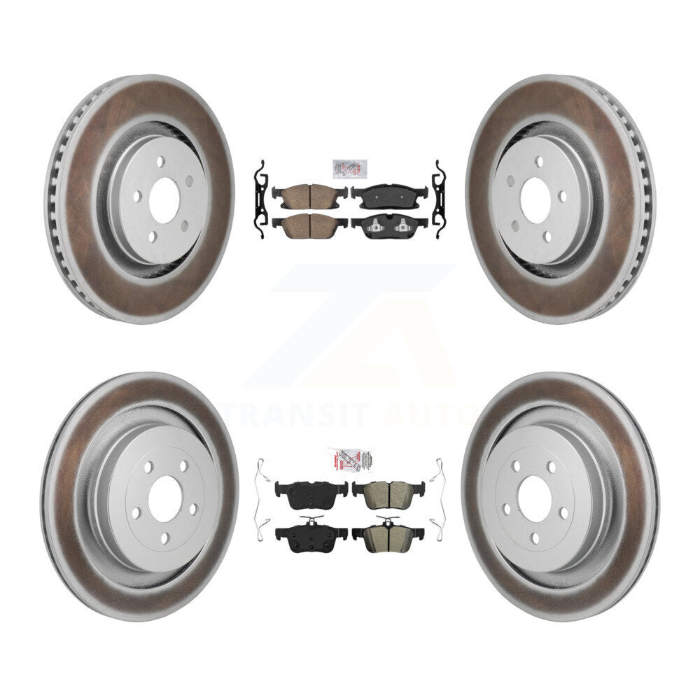 Front Ceramic Rear Semi-Metallic Pad Coat Brake Rotor Kit For 2019 Ford Edge ST with 2.7L KGA-106106