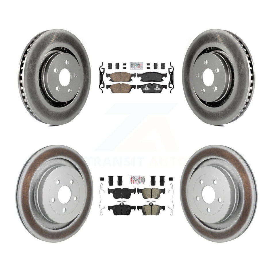 Front Ceramic Rear Semi-Metallic Pad And Coated Disc Brake Rotor Kit For Lincoln Nautilus KGA-106107